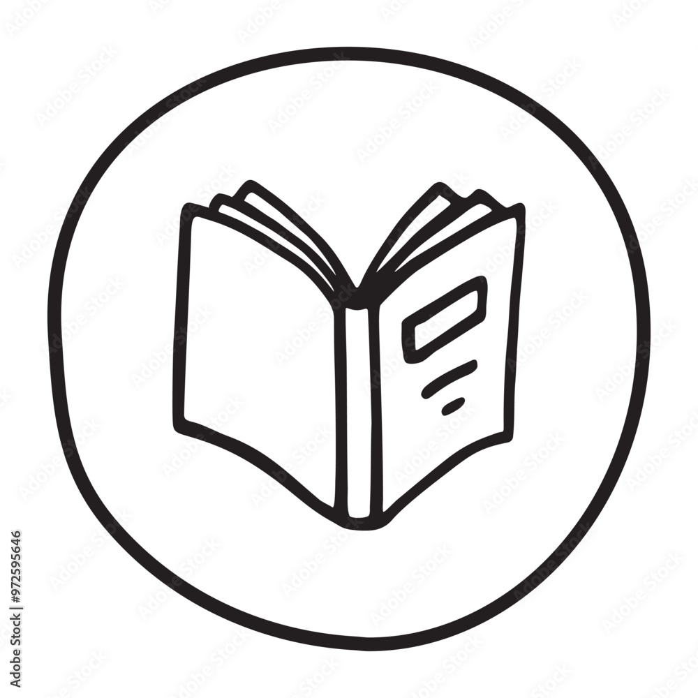 Doodle book icon handdrawn with ink pen. Knowledge and education symbol painted in grunge freehand style. PNG isolated on transparent background and vector illustration Doodle book icon handdrawn with ink pen. Knowledge and education symbol painted in grunge freehand style. PNG isolated on transparent background and vector illustration