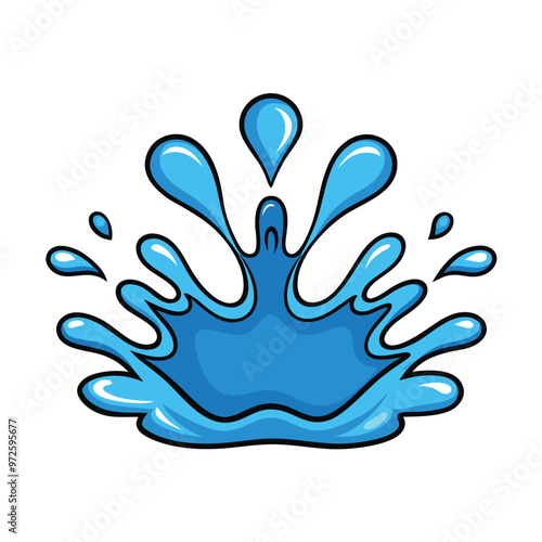 Fluid Water Splash Design with Ripples and Depth - Ideal for Environmental Logos and Artwork. photo