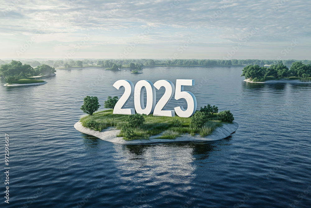 Happy New Year 2025 Concept Of Sustainable Corporation Development Esg