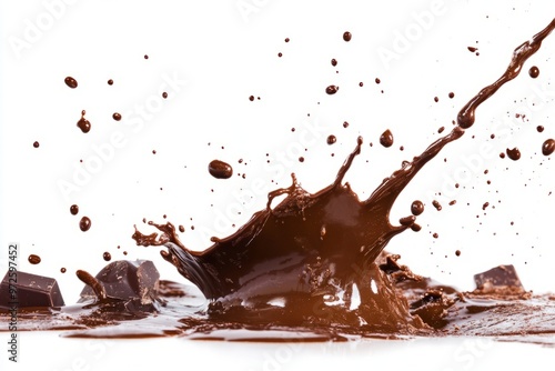 liquid chocolate splash isolated on white background 