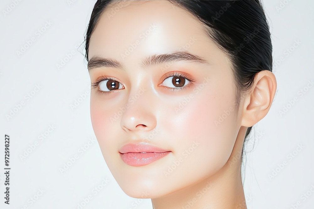 young Indian cosmetic model, A beautiful model with very light makeup, perfect skin and a smooth face young Indian cosmetic model, A beautiful model with very light makeup, perfect skin and a smooth face