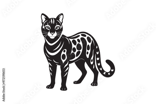 Ocelot  silhouette vector illustration, Ocelot  silhouette vector, Ocelot  silhouette PNG , Ocelot  silhouette photo