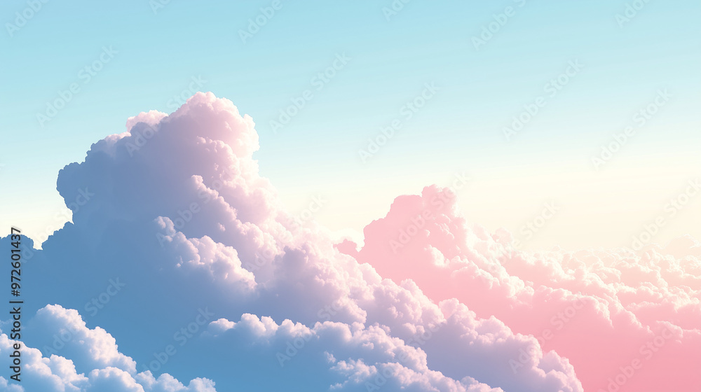 Soft Pastel Sky with Gradient Pink and Blue Clouds: Tranquil and Peaceful Soft Pastel Sky with Gradient Pink and Blue Clouds: Tranquil and Peaceful