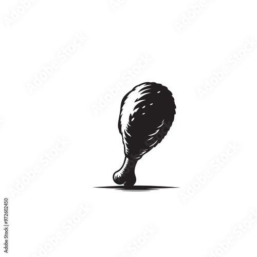 Chicken leg silhouette. Chicken leg vector design isolated on white background.