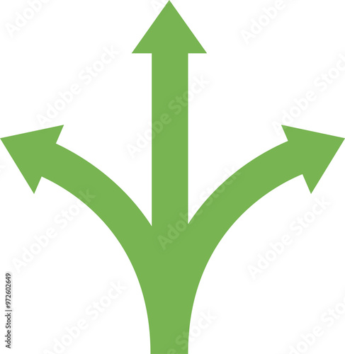 Three green arrows are merging, illustrating different possibilities and choices