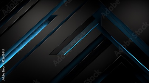 Abstract design with dark tones and glowing blue accents.