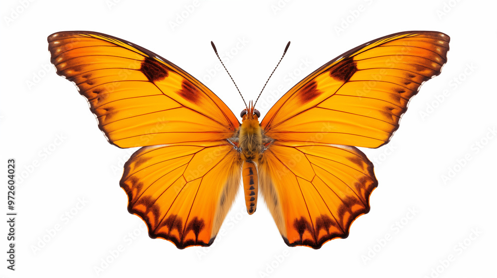 A yellow-orange butterfly isolated on white background. A yellow-orange butterfly isolated on white background.