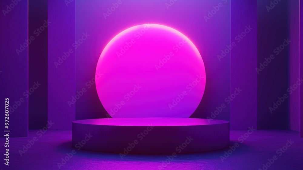 Purple Abstract scene background with led lights. Product presentation, mock up, show product, Creative podium, stage pedestal or platform Purple Abstract scene background with led lights. Product presentation, mock up, show product, Creative podium, stage pedestal or platform