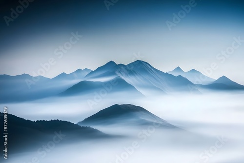 Wallpaper Mural Dense fog slowly rolling over a range of mountain Torontodigital.ca