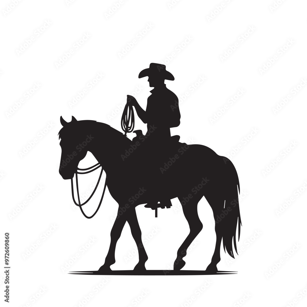 Cowboy vector design. Cowboy logo, icon. Cowboy with horse illustration black and white. Cowboy vector design. Cowboy logo, icon. Cowboy with horse illustration black and white.