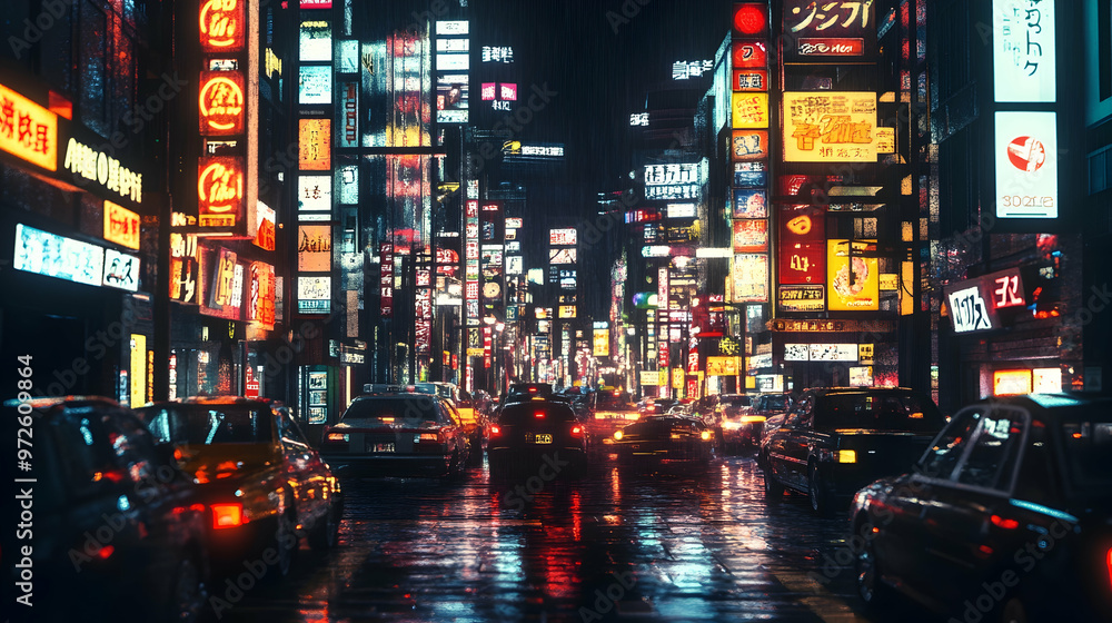 A nighttime cityscape filled with glowing 3D signs, creating a lively and vibrant urban atmosphere A nighttime cityscape filled with glowing 3D signs, creating a lively and vibrant urban atmosphere