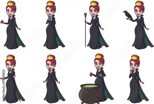 Foto Cartoon evil witch queen character