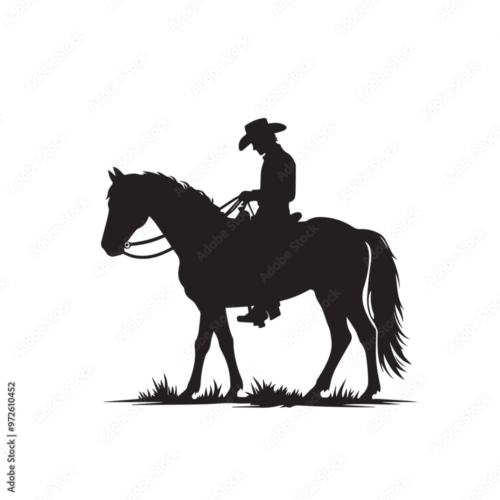 Cowboy vector design. Cowboy logo, icon. Cowboy with horse illustration black and white. Cowboy vector design. Cowboy logo, icon. Cowboy with horse illustration black and white.