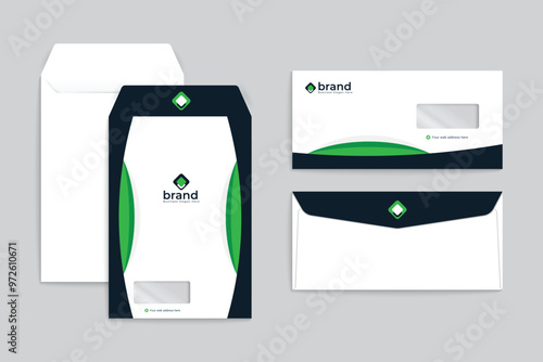 Green color envelope design