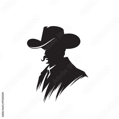 Cowboy silhouette. Cowboy with horse silhouette. Cowboy vector design isolated on white background.
