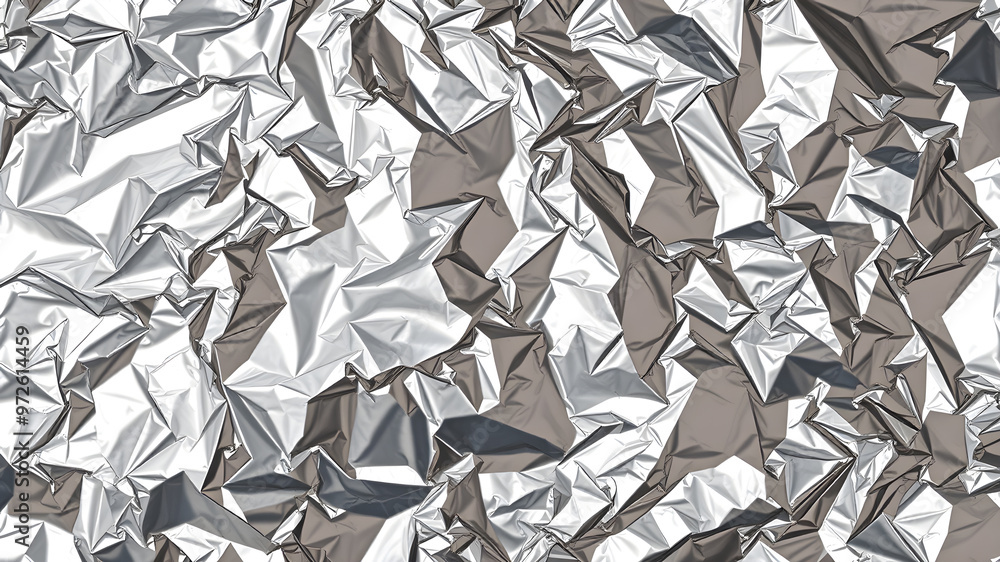 Crumpled shiny metallic foil creating abstract texture. Generative AI Crumpled shiny metallic foil creating abstract texture. Generative AI