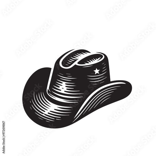 Cowboy hat silhouette. Hat illustration. Hat logo, icon vector design.