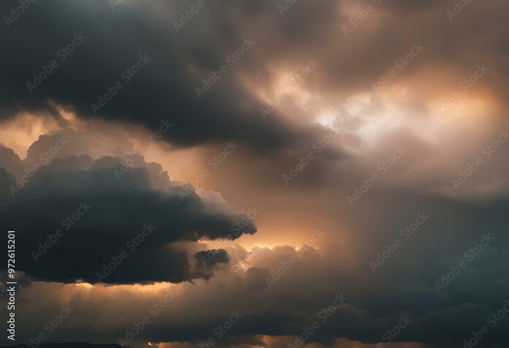 Obraz premium The atmosphere features a sky filled with dark clouds during a storm, creating a dramatic scene. 