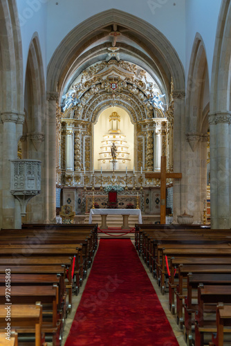 Interior of the 15th-century Church of St. John the Baptist in Tomar, Portugal, built by King Manuel I in the Manueline style. photo