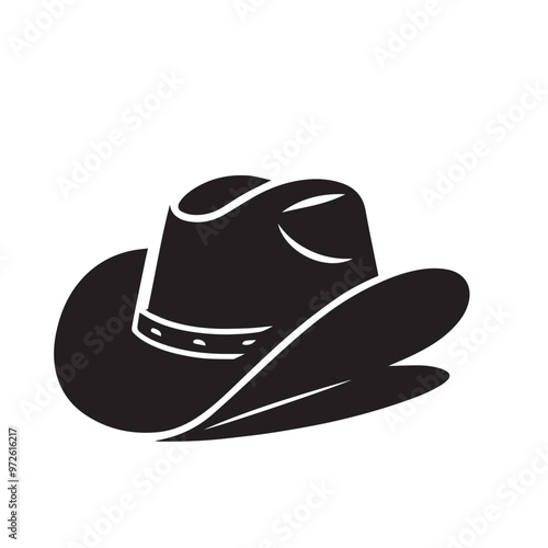 Cowboy hat silhouette. Hat illustration. Hat logo, icon vector design.