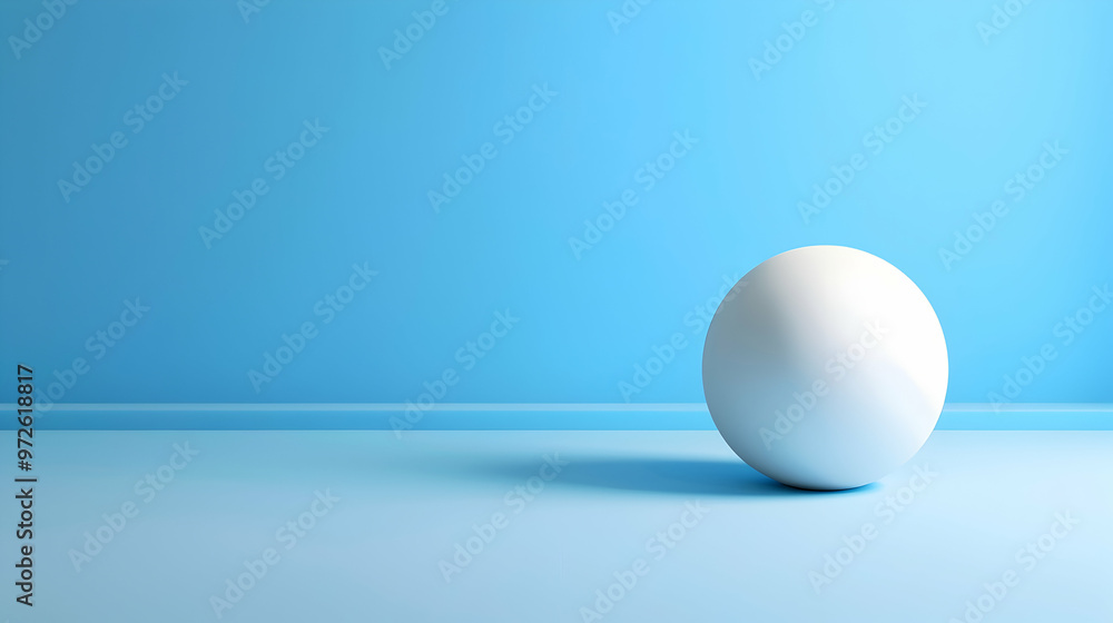 White cube sphere on blue background White cube sphere on blue background