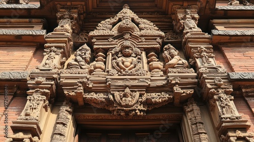 Intricate Carvings of a Temple Doorway