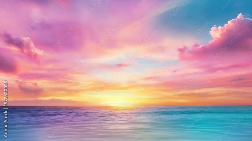 A colorful sunset over the ocean with clouds in the sky, AI A colorful sunset over the ocean with clouds in the sky, AI