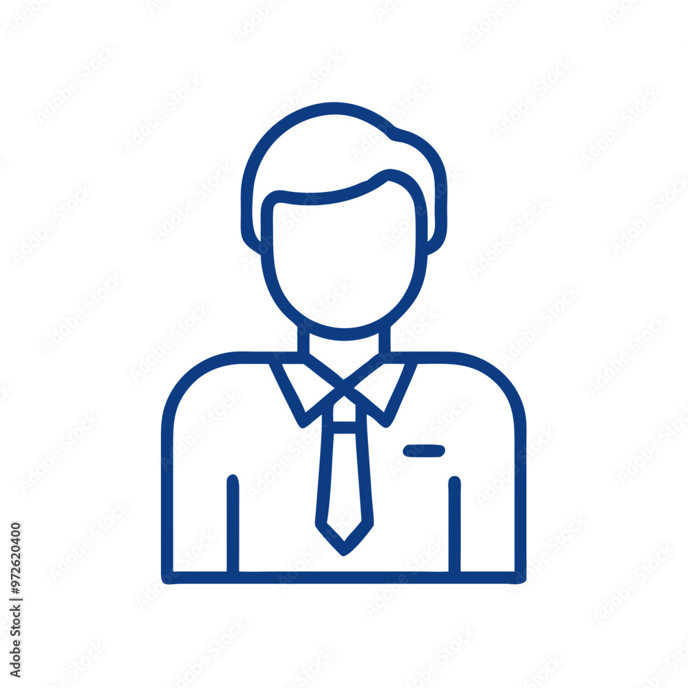 Office worker man icon in minimalist style and blue color Office worker man icon in minimalist style and blue color