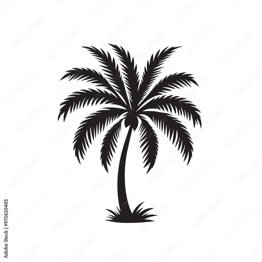 Fototapeta premium Palm tree vector design isolated on white background. Palm tree logo, icon, sign. Tropical palm tree illustration.