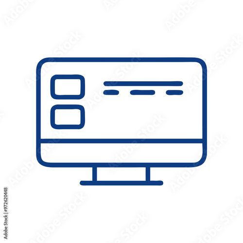 Monitor icon in minimalist style and blue color
