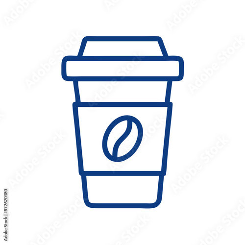 Coffee cup icon in vector style, minimal design, brown and white colors