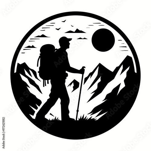 Mountain Explorer Silhouette for Bold T-Shirt and Logo Graphics