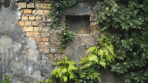 Green Growth on a Brick Wall photo