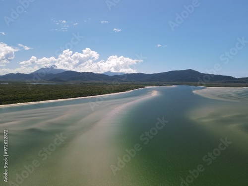 Aerial photo of Daintree River mouth Wonga Beach Queensland Australia photo