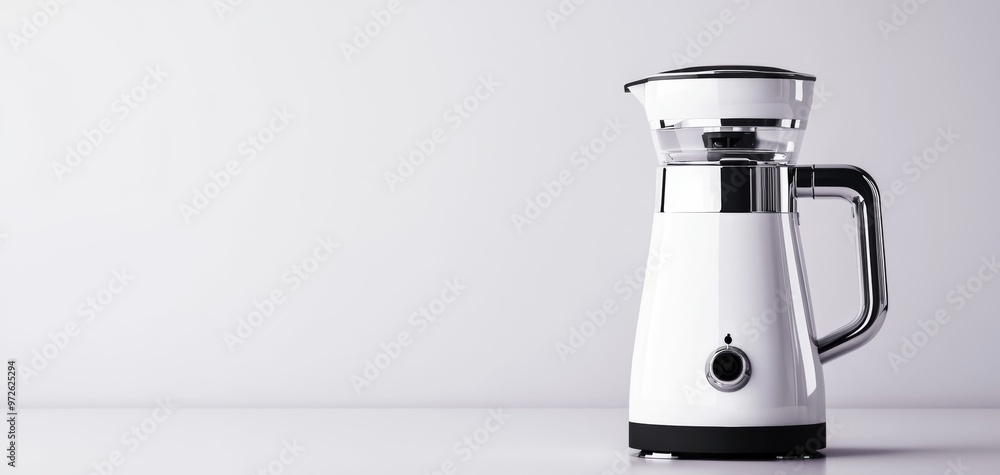 Modern blender with sleek design, white background, stainless steel accents, 3D illustration Modern blender with sleek design, white background, stainless steel accents, 3D illustration