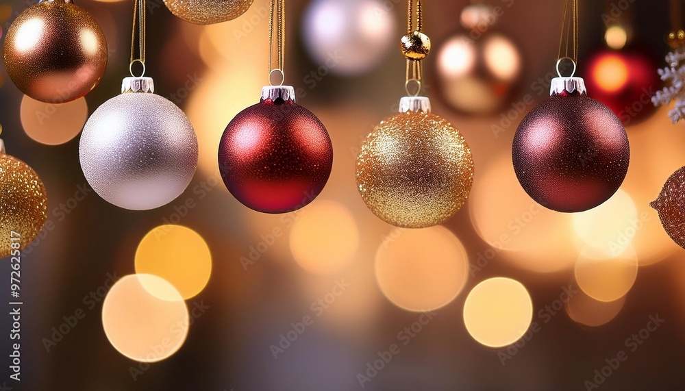 Classic Christmas decoration with bronze ornaments and a warm background Classic Christmas decoration with bronze ornaments and a warm background