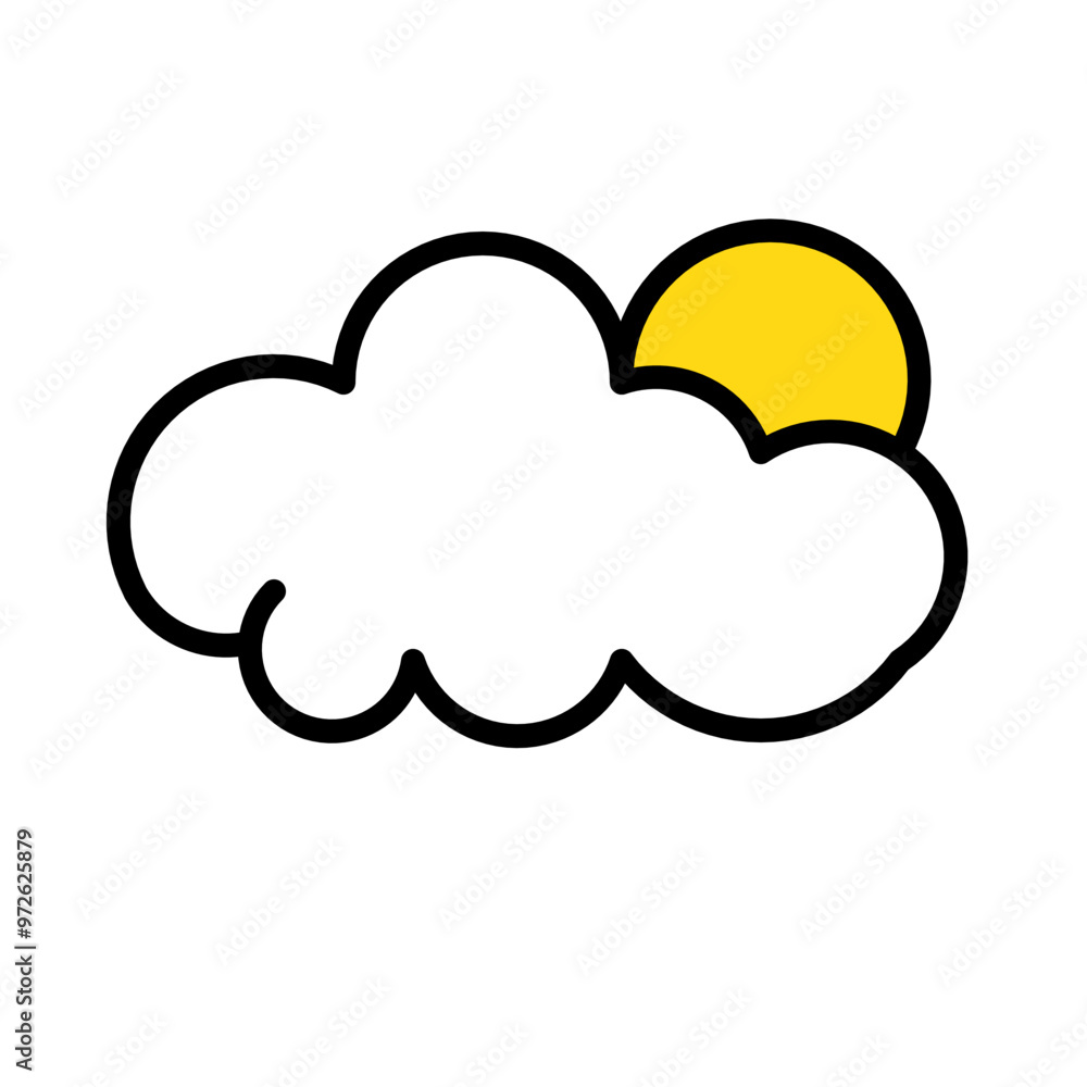cloud with sun icon vector simple design illustration, weather symbol cloud with sun icon vector simple design illustration, weather symbol