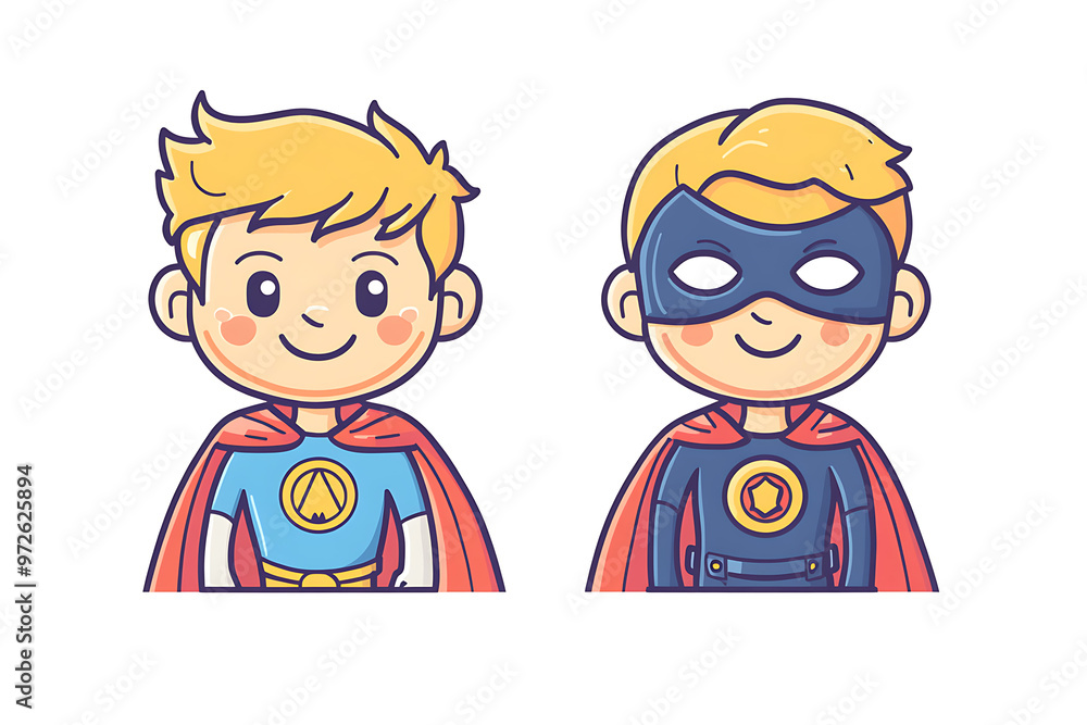 Vector illustration of a superhero kid wearing a cape, in flat line style on a white background, perfect for playful and empowering designs.
Vector illustration of a superhero kid wearing a cape, in flat line style on a white background, perfect for playful and empowering designs.