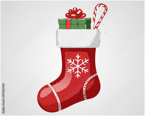 Christmas Stocking with Gifts - Festive Holiday Illustration