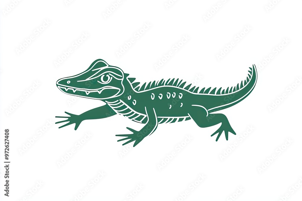 Naklejka premium Vector stylized logo of baby crocodile , isolated on white background