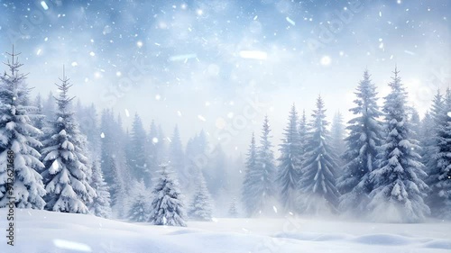 Wallpaper Mural Snow-Covered Forest on a Grey Snowy Day with Heavy Falling and Flying Snowflakes Torontodigital.ca