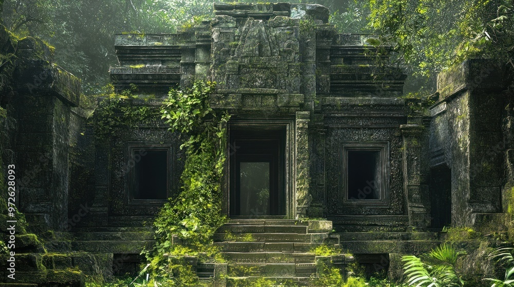 Ancient Temple Overgrown with Jungle Foliage Ancient Temple Overgrown with Jungle Foliage
