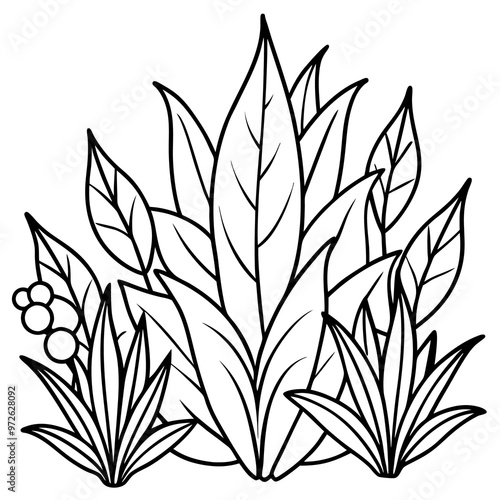 autumn forest plants outline coloring book page line art drawing