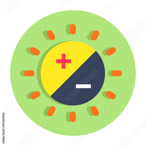 A flat design icon of brightness control 