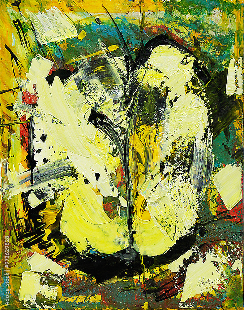 Fototapeta premium Contemporary oil painting Painting and graphic art Fish lines black artist smears of ink paper abstraction. Acrylic, ink, cardboard, new media. Painting art artist mark making contemporary art. Artist