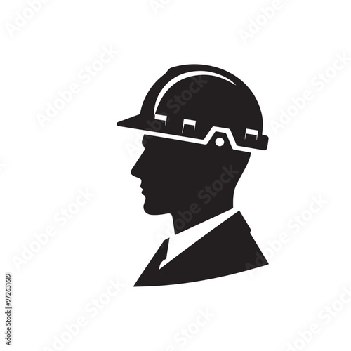 Engineer silhouette. Engineer vector design. Engineer logo, icon design.