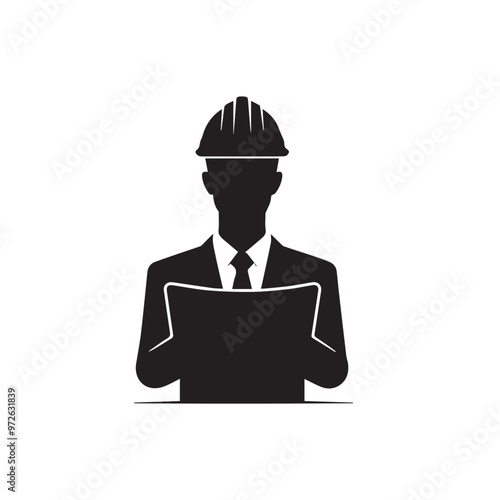 Engineer silhouette. Engineer vector design. Engineer logo, icon design.