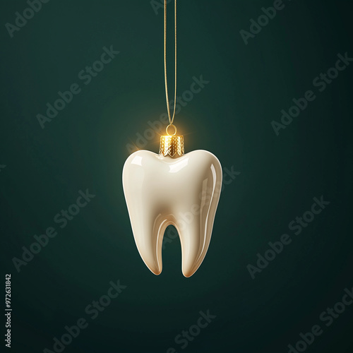 Christmas ornament shaped like a tooth, perfect for festive dental themed designs and holiday decorations, ideal for dental offices and creative projects photo