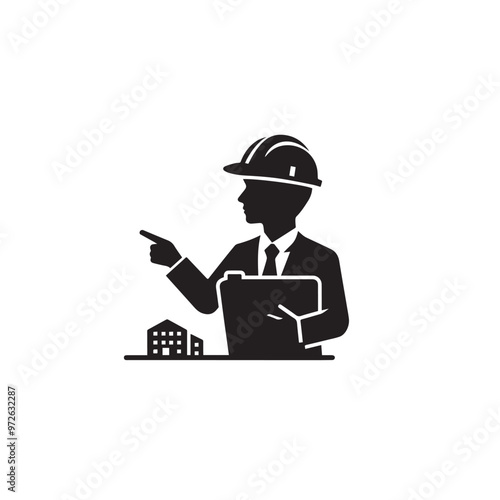 Engineer silhouette. Engineer vector design. Engineer logo, icon design.