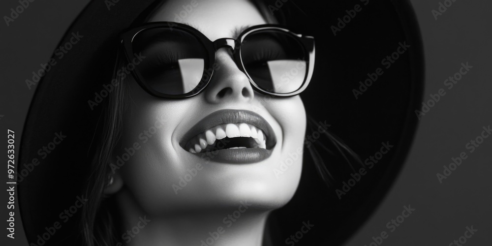 Stylish Woman in Sunglasses with Large Brim Hat Stylish Woman in Sunglasses with Large Brim Hat